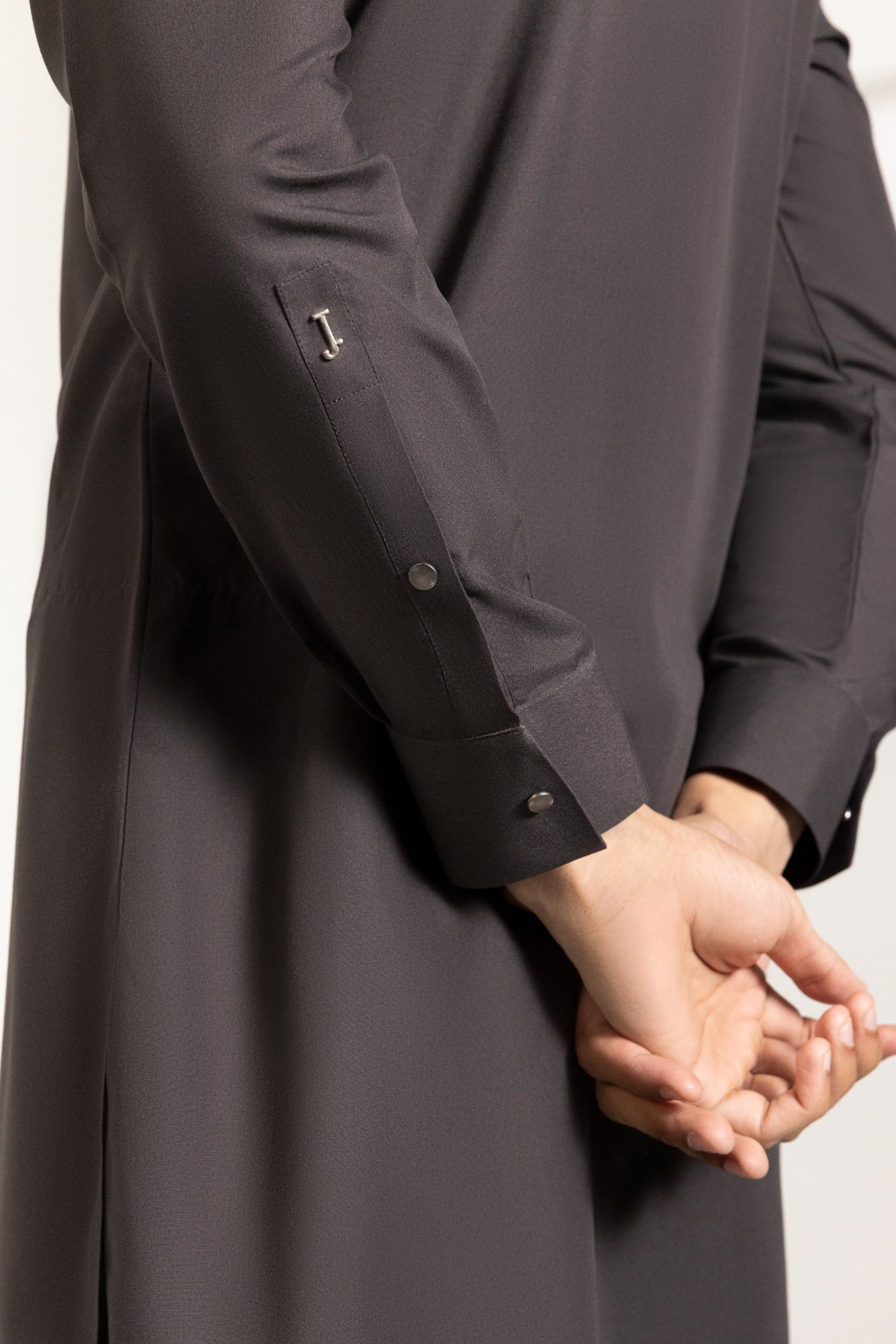 DARK BROWN POLYESTER SEMI-FORMAL KAMEEZ SHALWAR