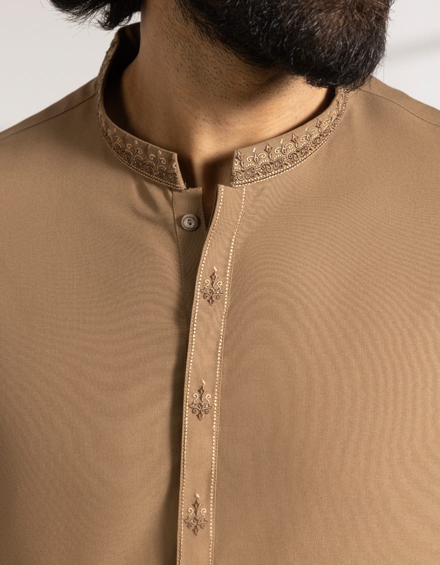 BROWN BLENDED SEMI-FORMAL KAMEEZ SHALWAR