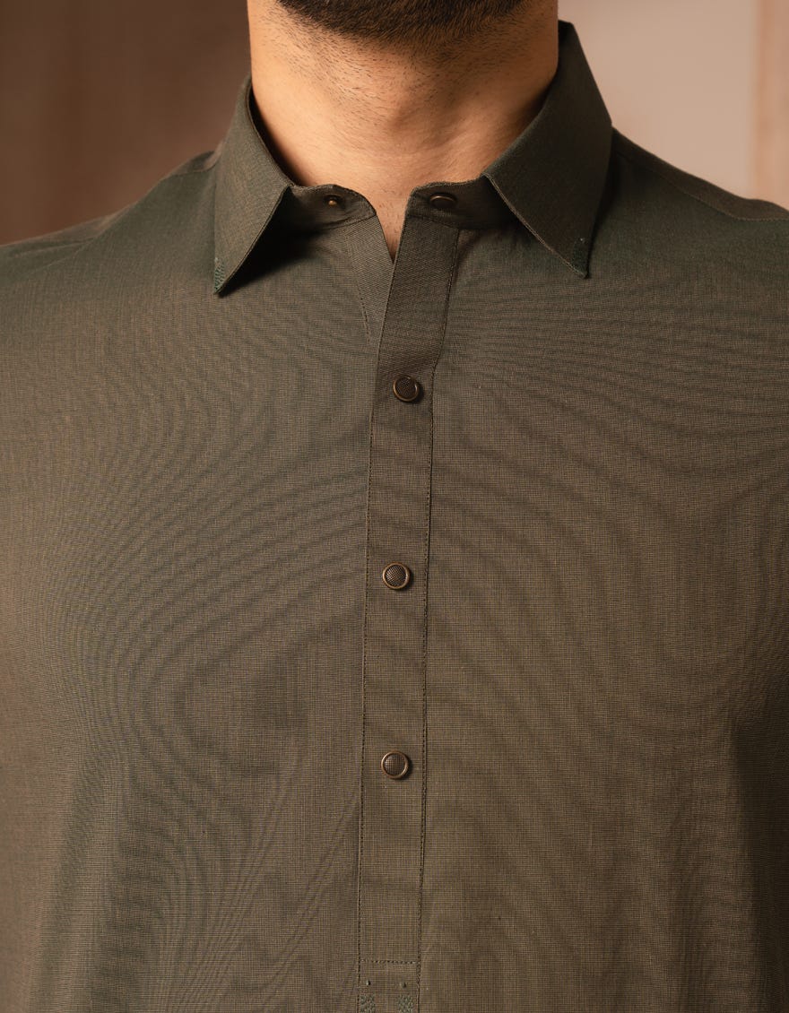 GREEN COTTON CASUAL KAMEEZ SHALWAR