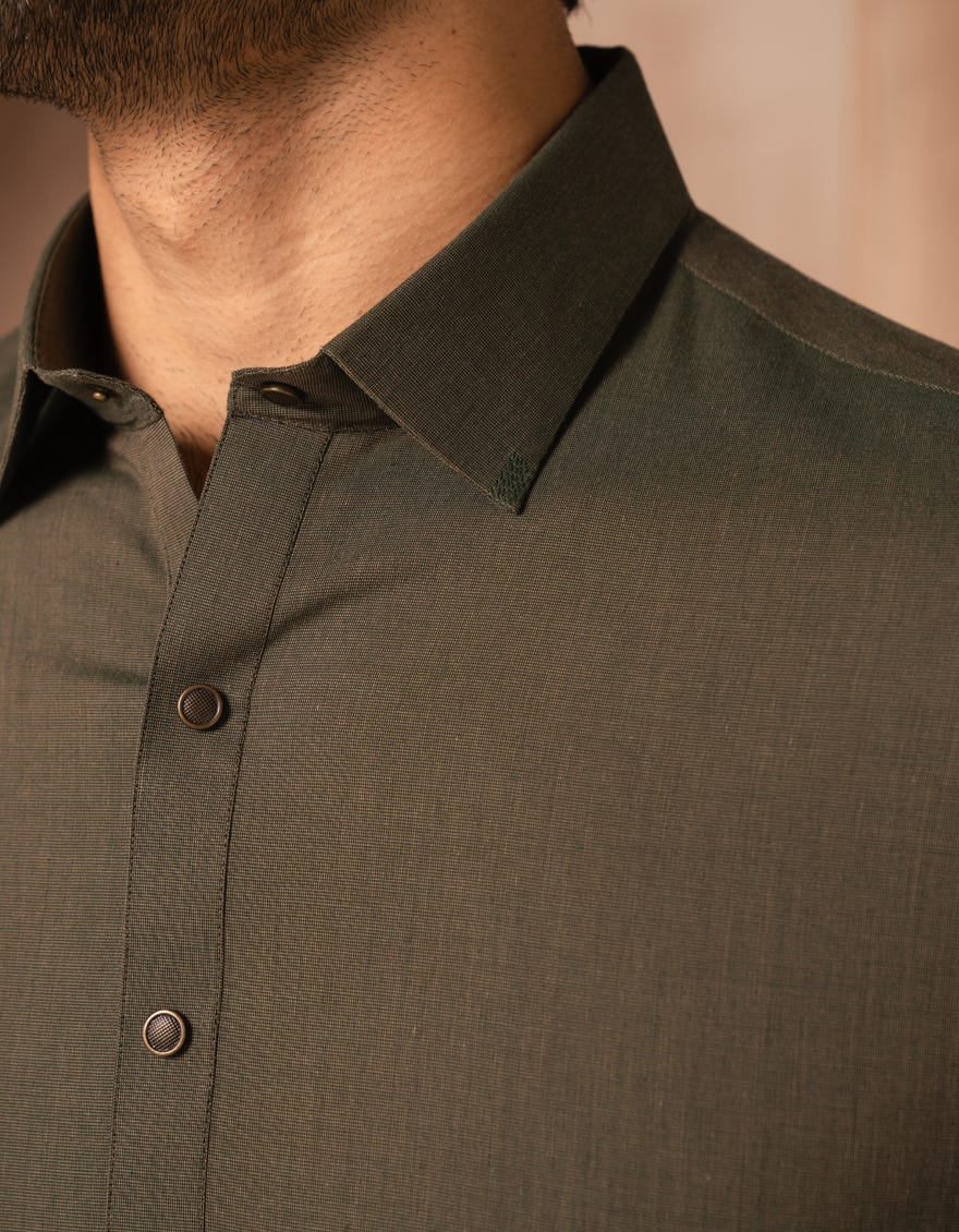 GREEN COTTON CASUAL KAMEEZ SHALWAR