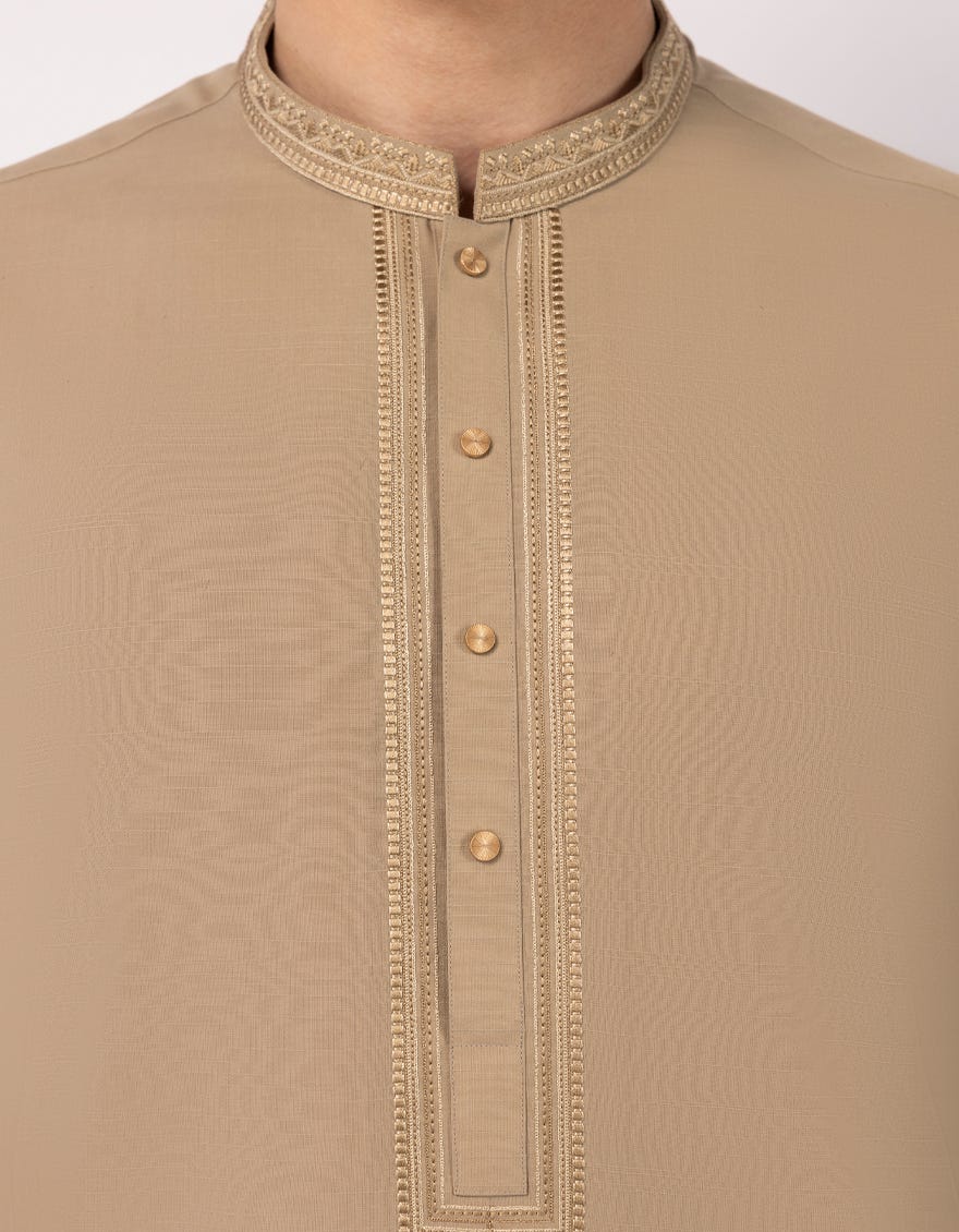 BEIGE SEMI-FORMAL KAMEEZ SHALWAR