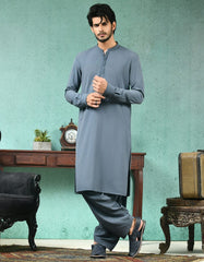 COLONIAL BLUE BLENDED KAMEEZ SHALWAR | JJKS-A-42244