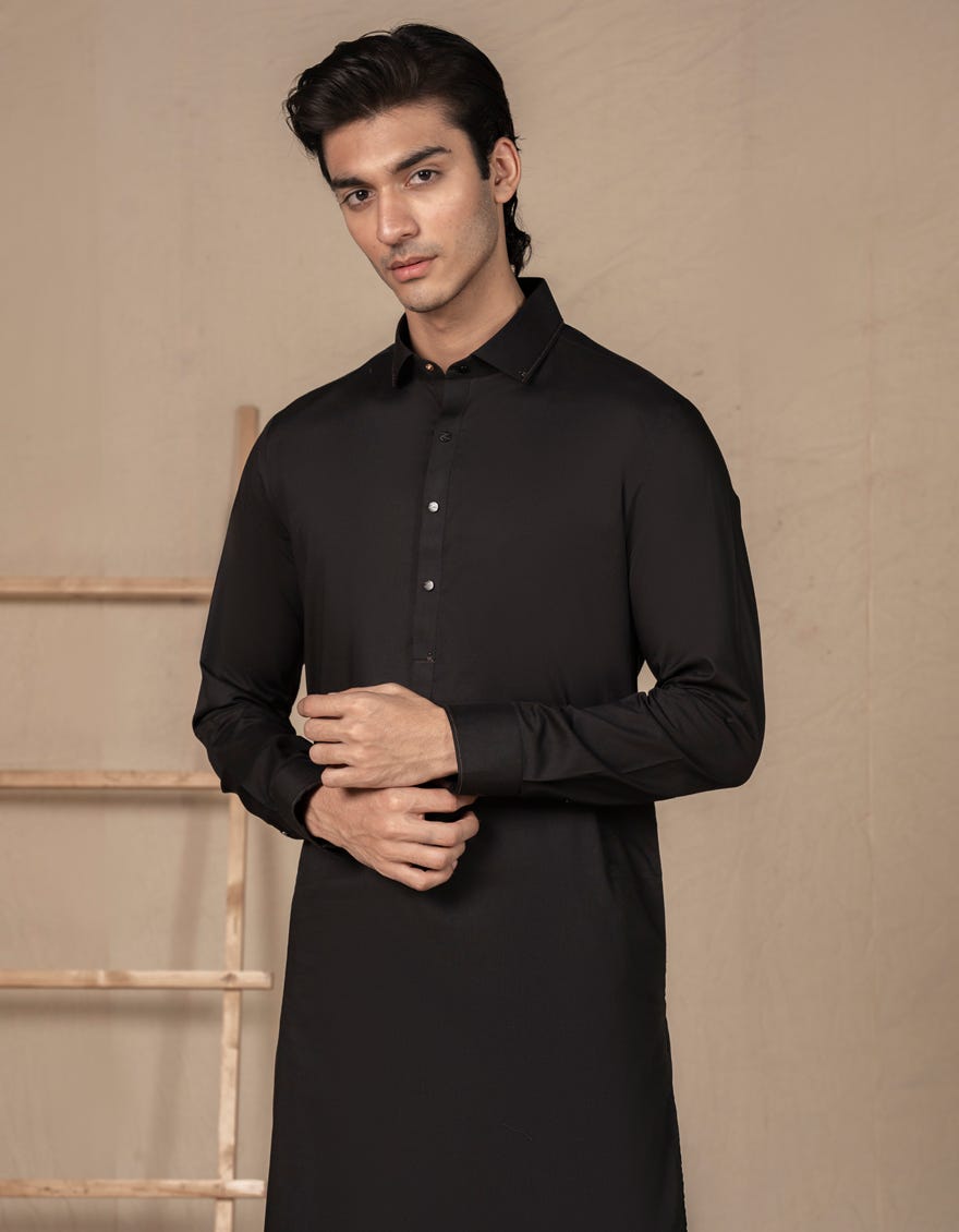 BLACK BLENDED KAMEEZ SHALWAR | JJKS-A-46518