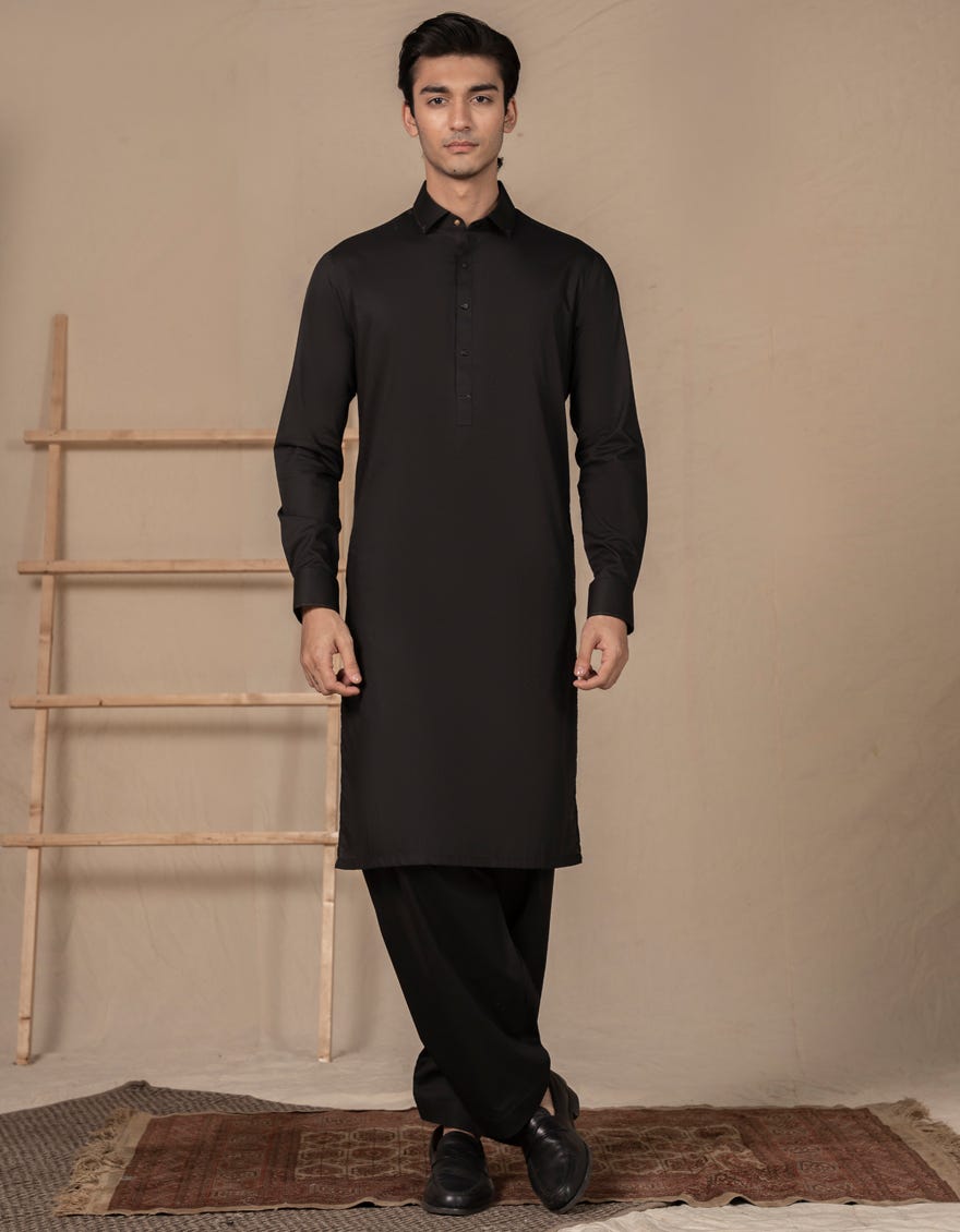 BLACK BLENDED KAMEEZ SHALWAR | JJKS-A-46518