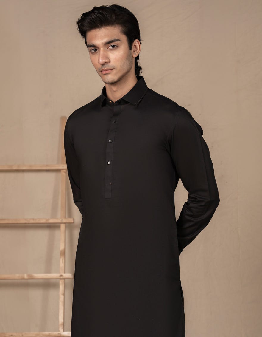 BLACK BLENDED KAMEEZ SHALWAR | JJKS-A-46518