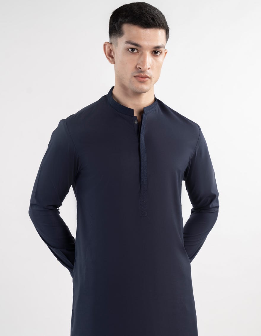 NAVY BLUE BLENDED SEMI-FORMAL KAMEEZ SHALWAR