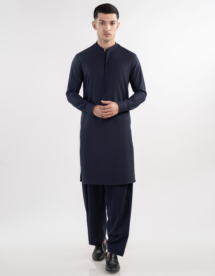 NAVY BLUE BLENDED SEMI-FORMAL KAMEEZ SHALWAR