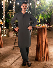 GREY BLENDED SEMI-FORMAL KAMEEZ SHALWAR