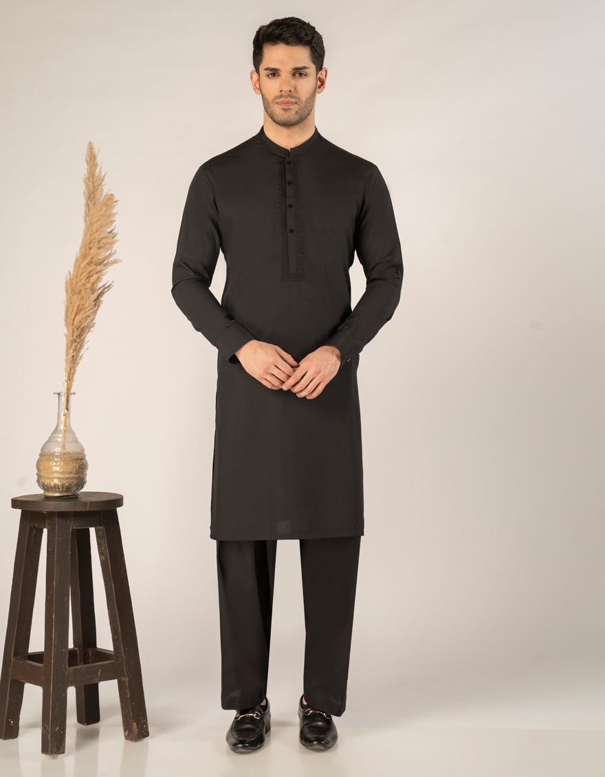 BLACK BLENDED SEMI-FORMAL KAMEEZ SHALWAR