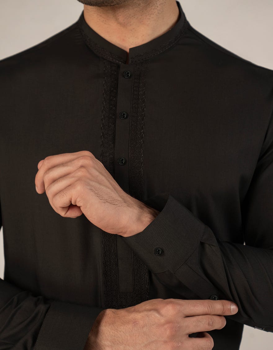 BLACK BLENDED SEMI-FORMAL KAMEEZ SHALWAR