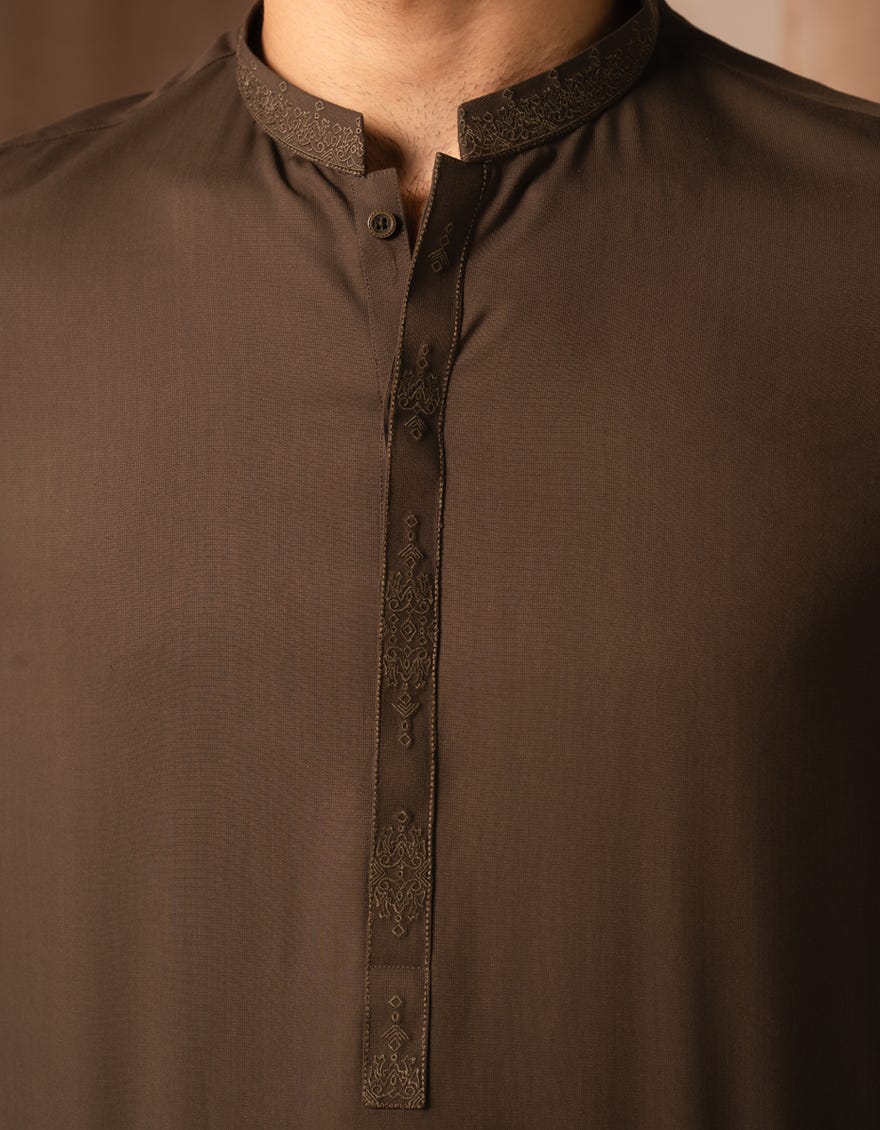 BROWN BLENDED SEMI-FORMAL KAMEEZ SHALWAR