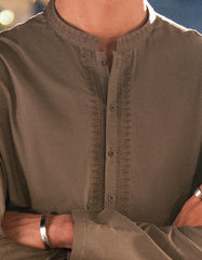 ARMY GREEN BLENDED SEMI-FORMAL KAMEEZ SHALWAR