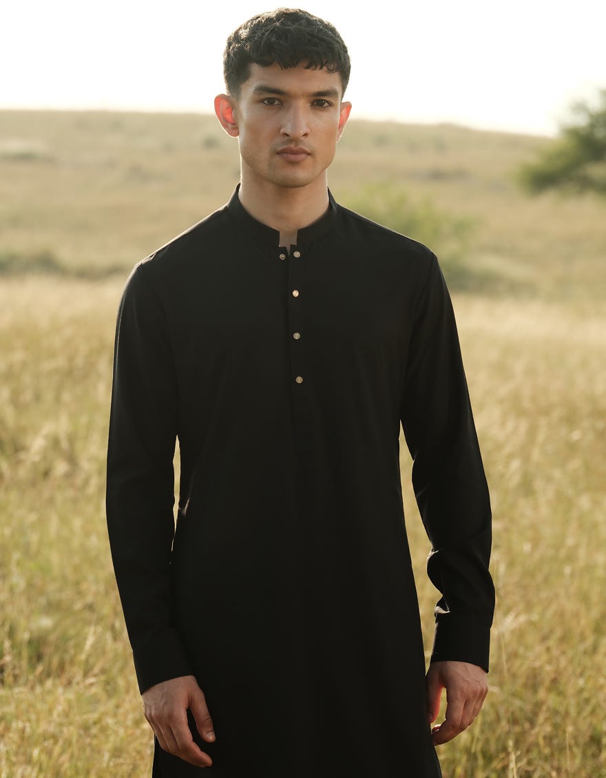 BLACK BLENDED KAMEEZ SHALWAR | JJKS-A-47355