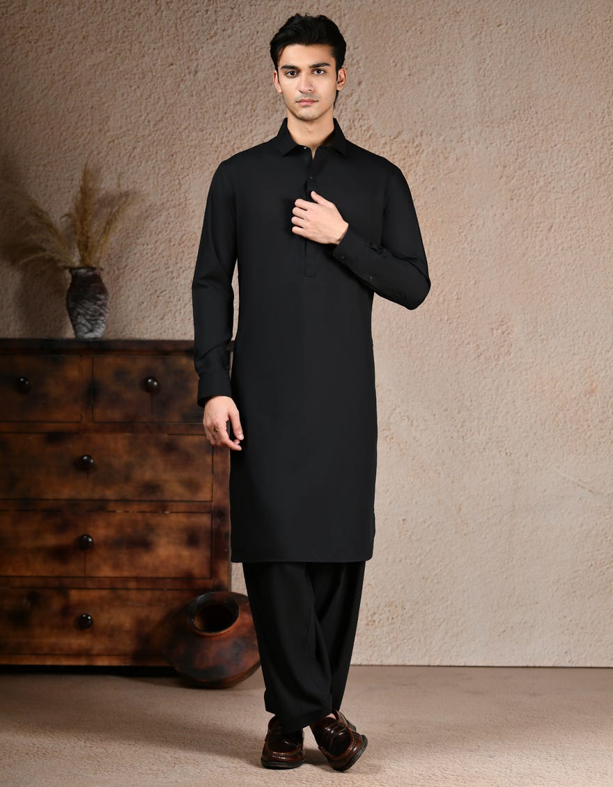 BLACK KAMEEZ SHALWAR | JJKS-A-47372