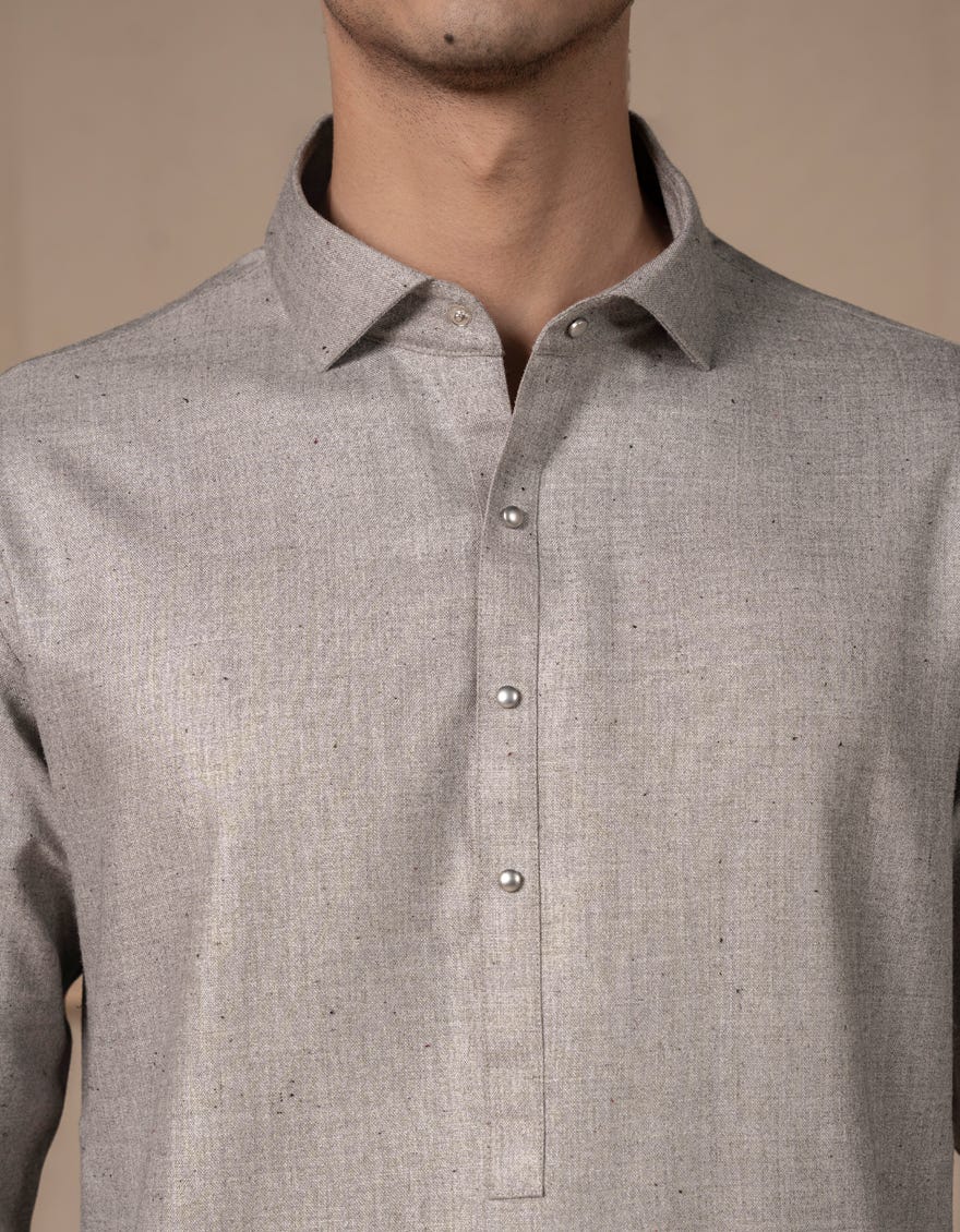 STEEL GREY BLENDED KAMEEZ SHALWAR | JJKS-W-47375