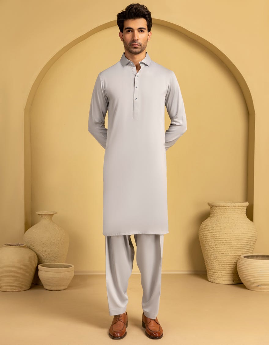 GREY BLENDED CASUAL KAMEEZ SHALWAR