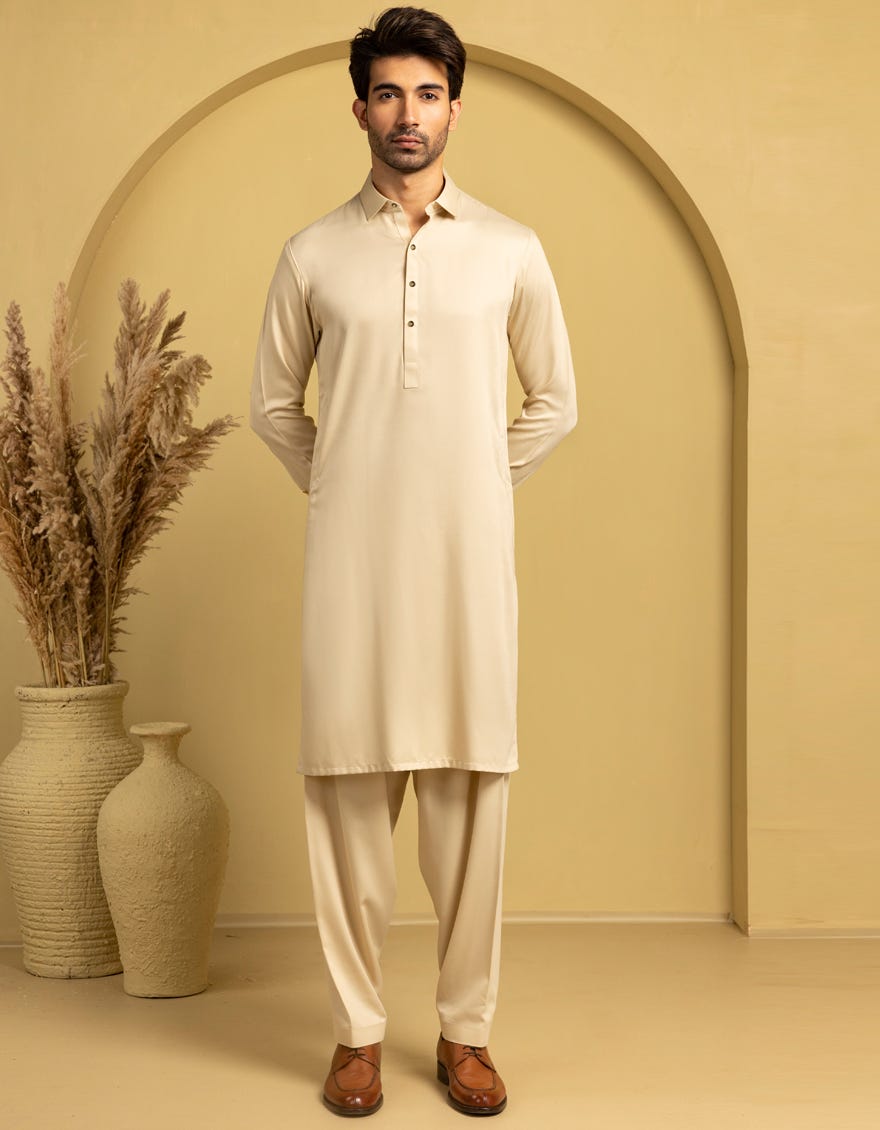 BEIGE BLENDED CASUAL KAMEEZ SHALWAR