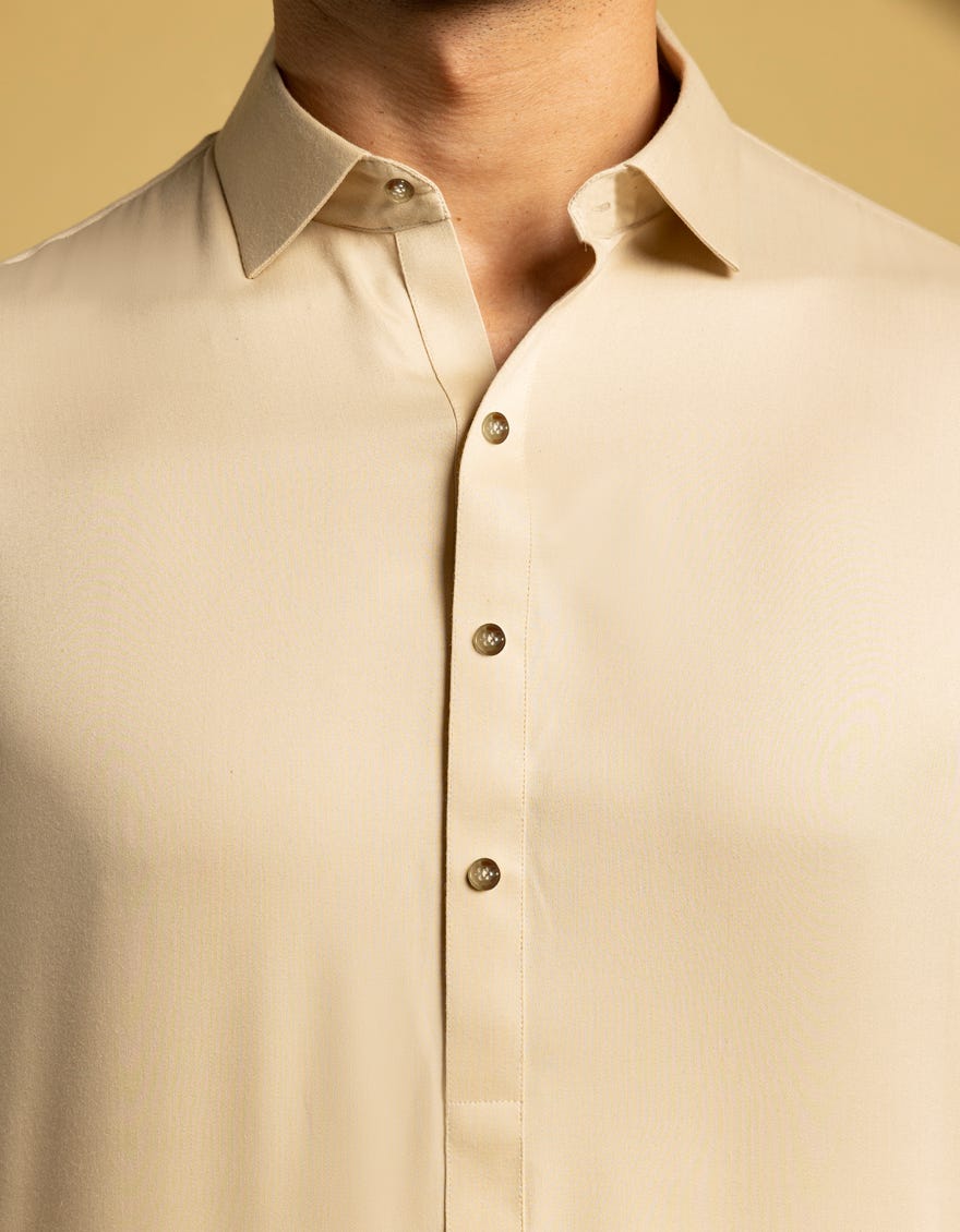 BEIGE BLENDED CASUAL KAMEEZ SHALWAR