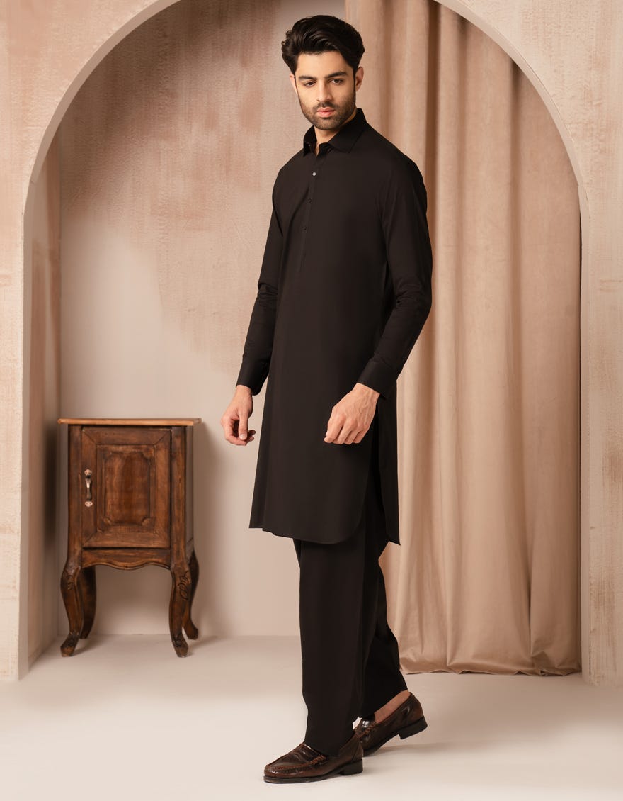 BLACK COTTON CASUAL KAMEEZ SHALWAR