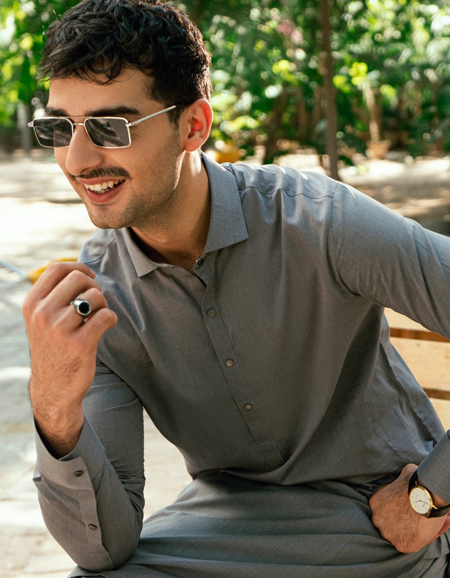GREY COTTON CASUAL KAMEEZ SHALWAR