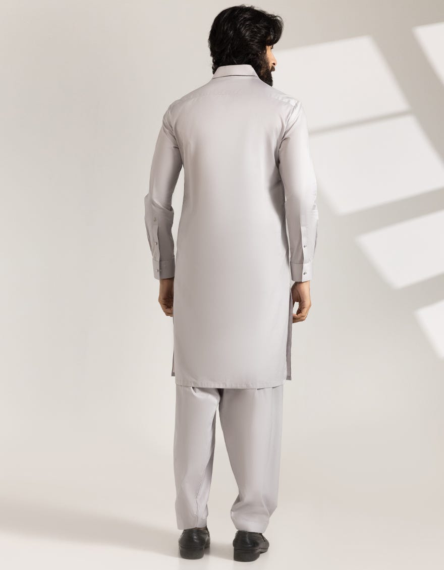 ASH GREY COTTON CASUAL KAMEEZ SHALWAR