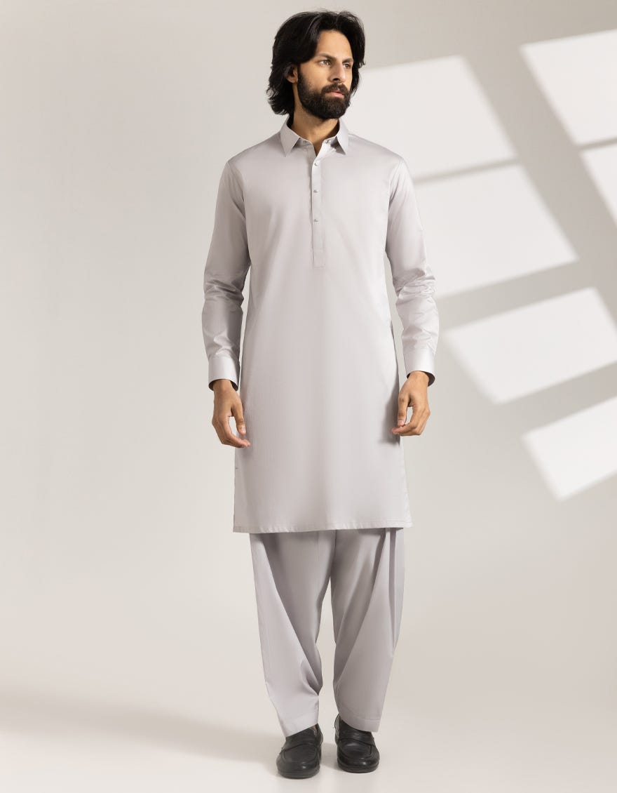 ASH GREY COTTON CASUAL KAMEEZ SHALWAR