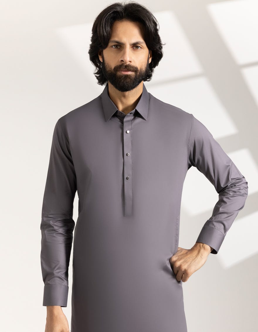 GREY COTTON CASUAL KAMEEZ SHALWAR