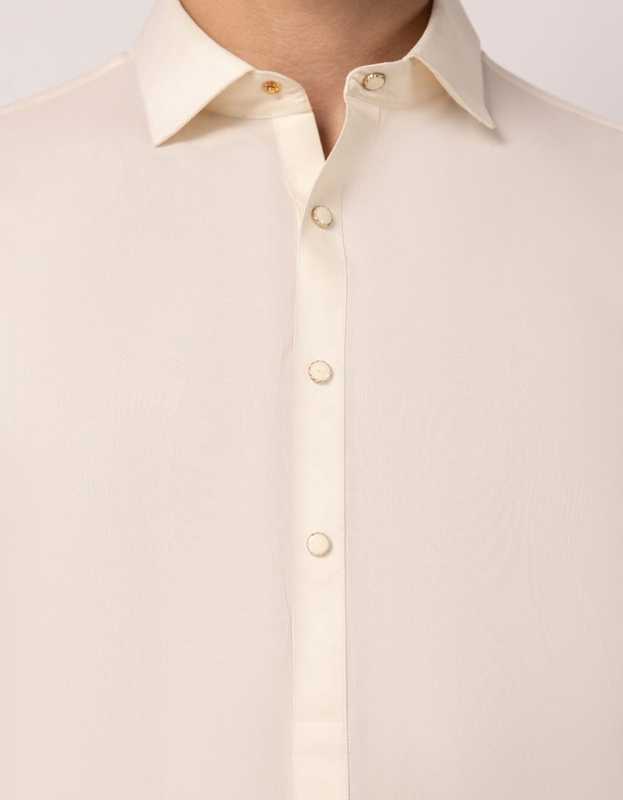 CREAM PLAIN KAMEEZ SHALWAR