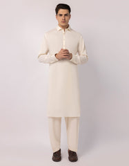 CREAM PLAIN KAMEEZ SHALWAR