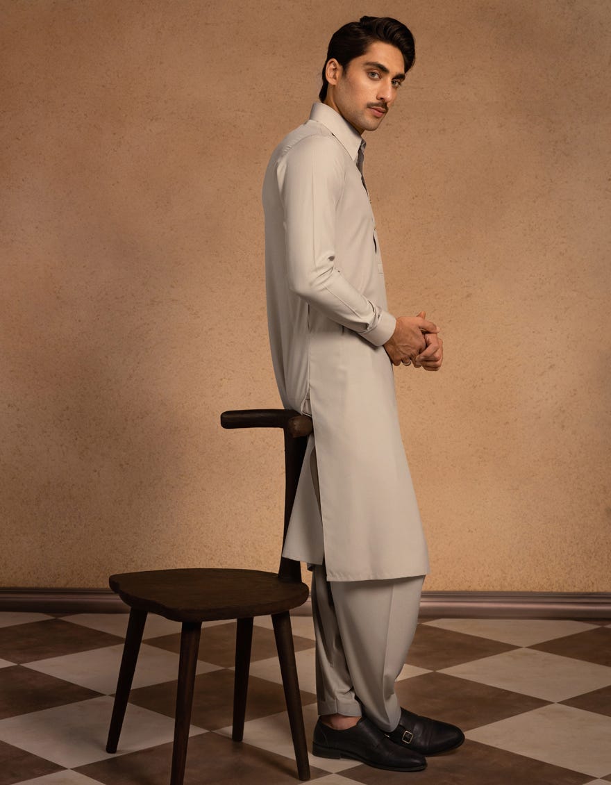 GREY BLENDED KAMEEZ SHALWAR