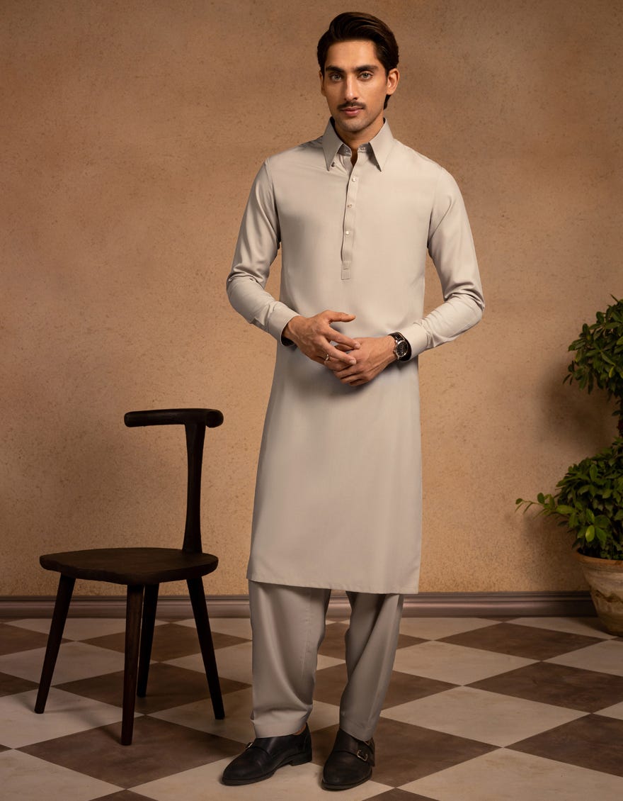 GREY BLENDED KAMEEZ SHALWAR