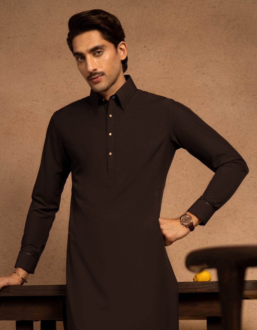 BROWN BLENDED KAMEEZ SHALWAR