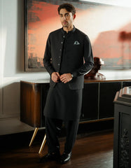 BLACK EXCLUSIVE KAMEEZ SHALWAR + WAISTCOAT