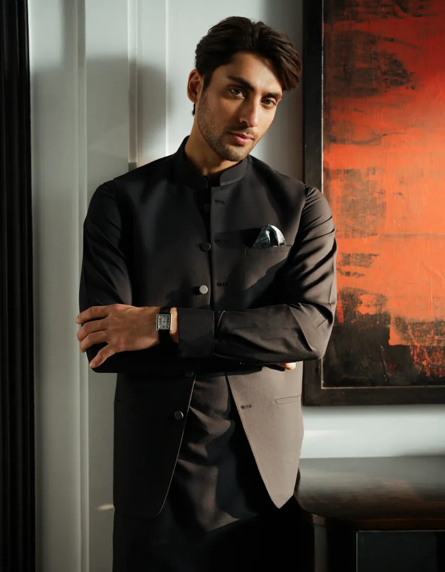 BLACK EXCLUSIVE KAMEEZ SHALWAR + WAISTCOAT