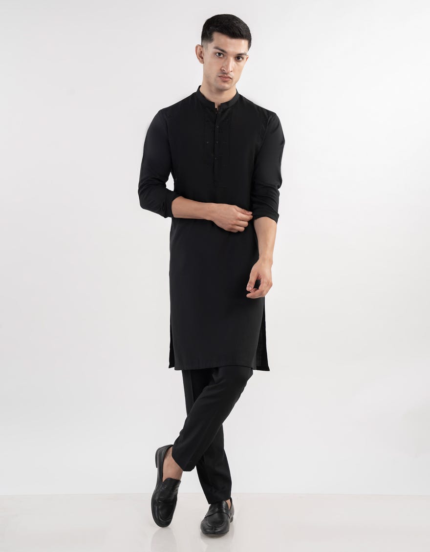 BLACK BLENDED KURTA TROUSER