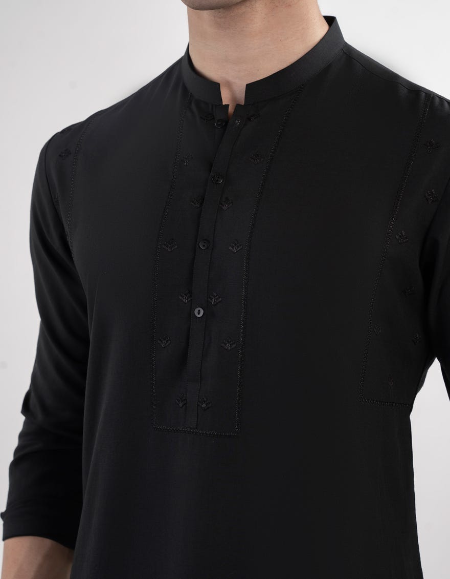 BLACK BLENDED KURTA TROUSER