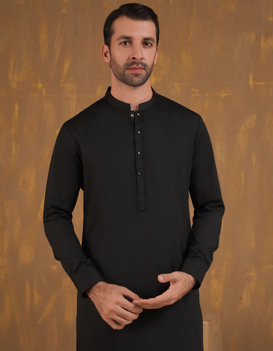 BLACK BLENDED SEMI-FORMAL KAMEEZ SHALWAR