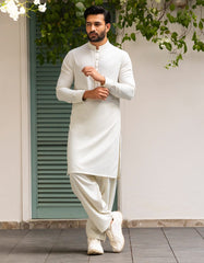 APPLE WHITE BLENDED KAMEEZ SHALWAR | JJKS-A-90505