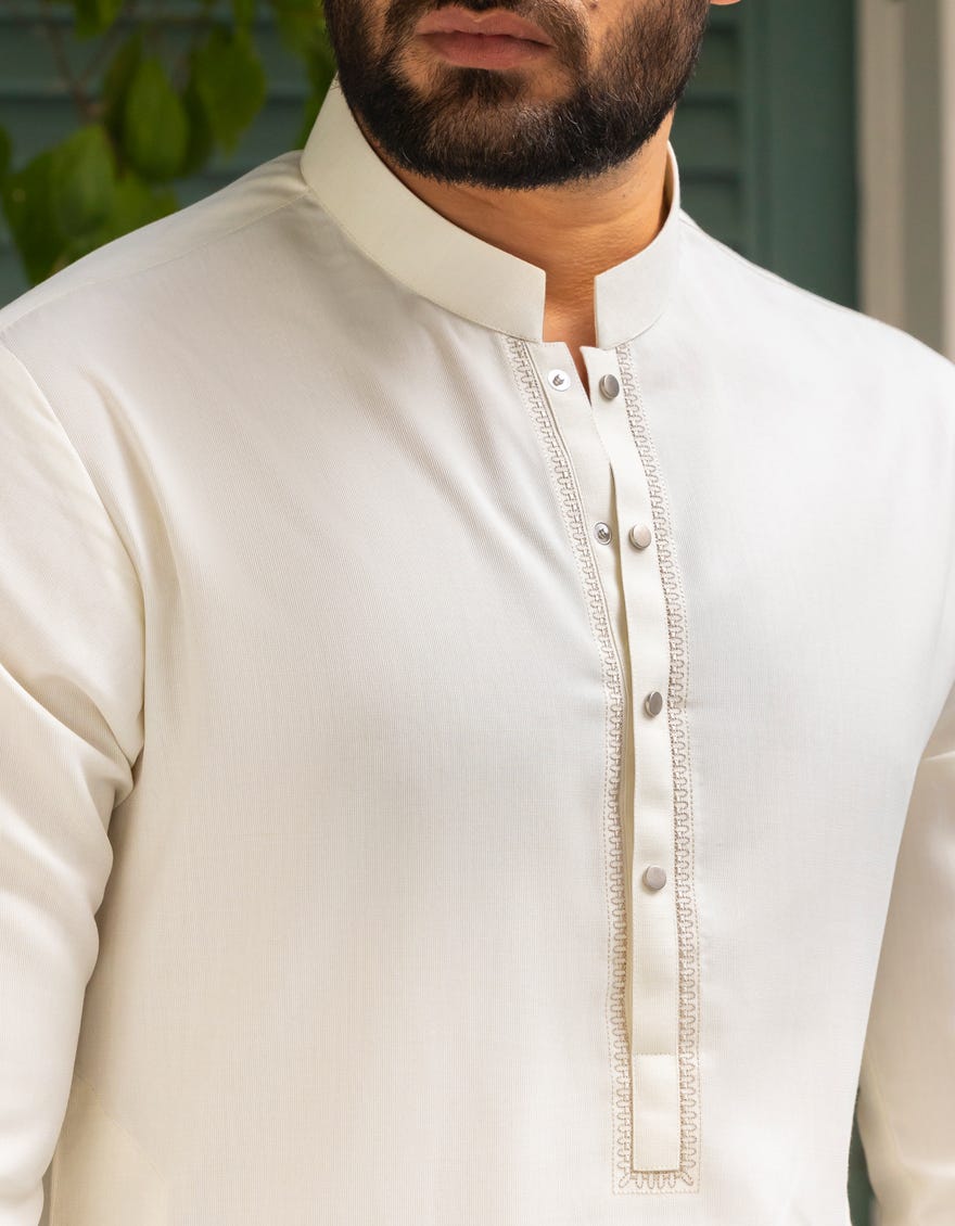 APPLE WHITE BLENDED KAMEEZ SHALWAR | JJKS-A-90505