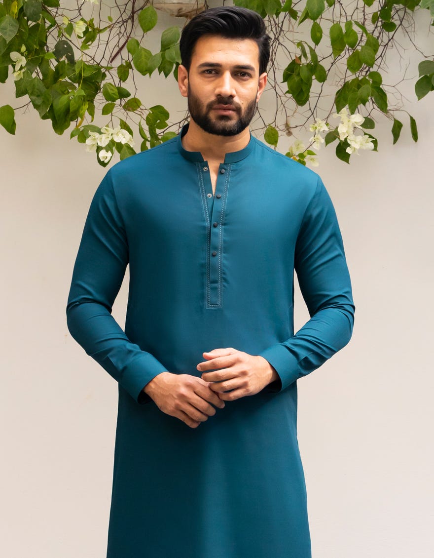 GREEN BLENDED KAMEEZ SHALWAR | JJKS-A-90508