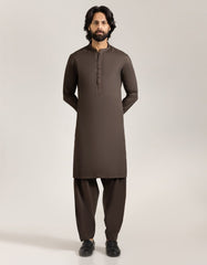 BROWN BLENDED SEMI-FORMAL KAMEEZ SHALWAR