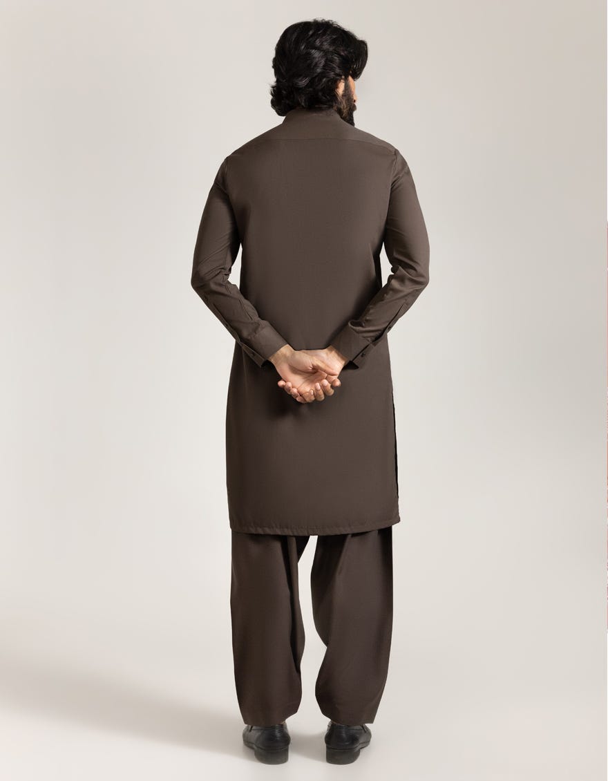 BROWN BLENDED SEMI-FORMAL KAMEEZ SHALWAR