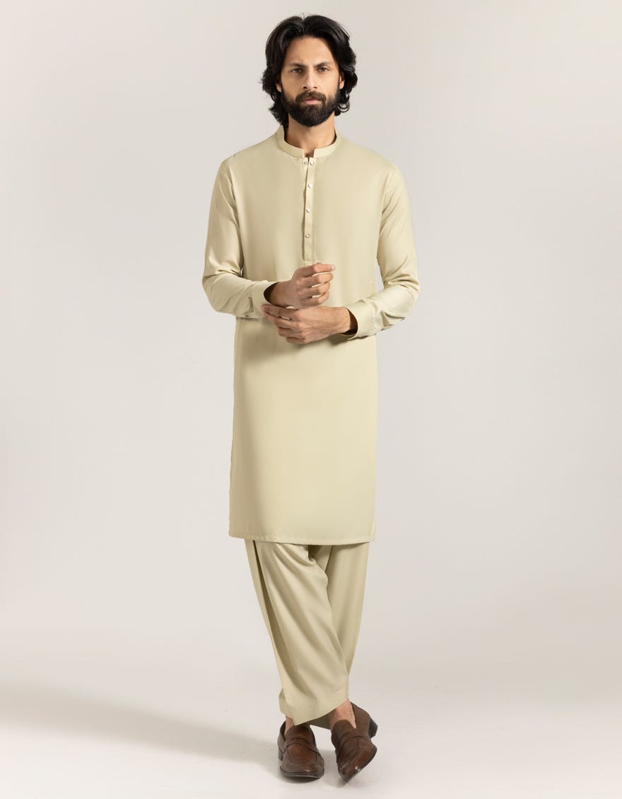 ECRU BLENDED SEMI-FORMAL KAMEEZ SHALWAR