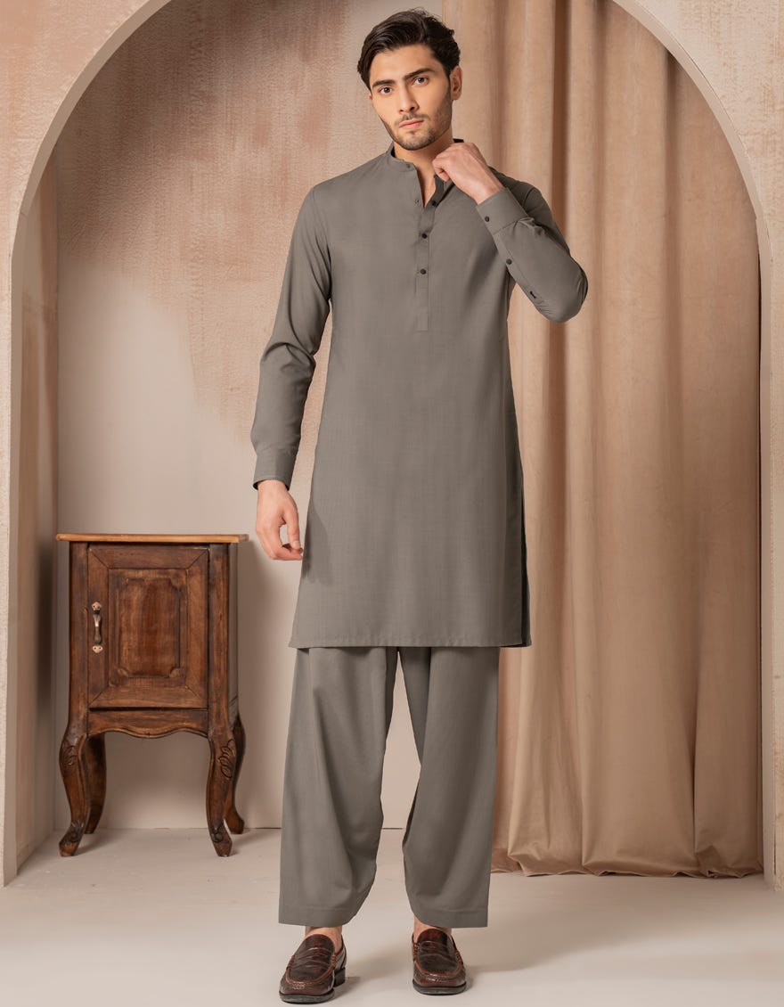 GREY BLENDED CASUAL KAMEEZ SHALWAR