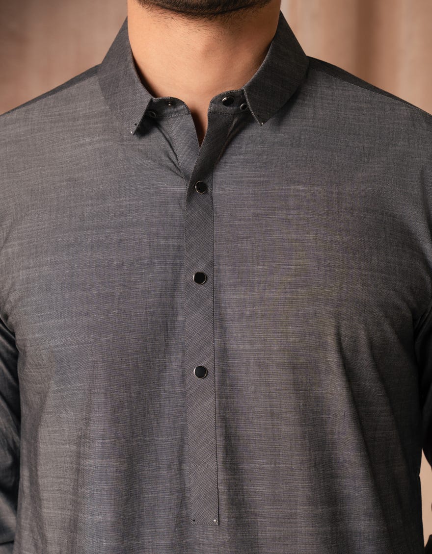 GREY COTTON CASUAL KAMEEZ SHALWAR