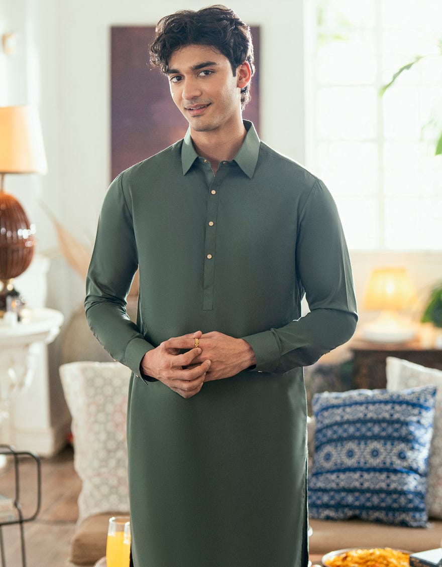 GREEN BLENDED CASUAL KAMEEZ SHALWAR