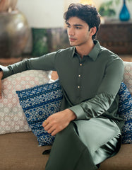 GREEN BLENDED CASUAL KAMEEZ SHALWAR