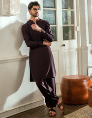 DARK BROWN BLENDED CASUAL KAMEEZ SHALWAR