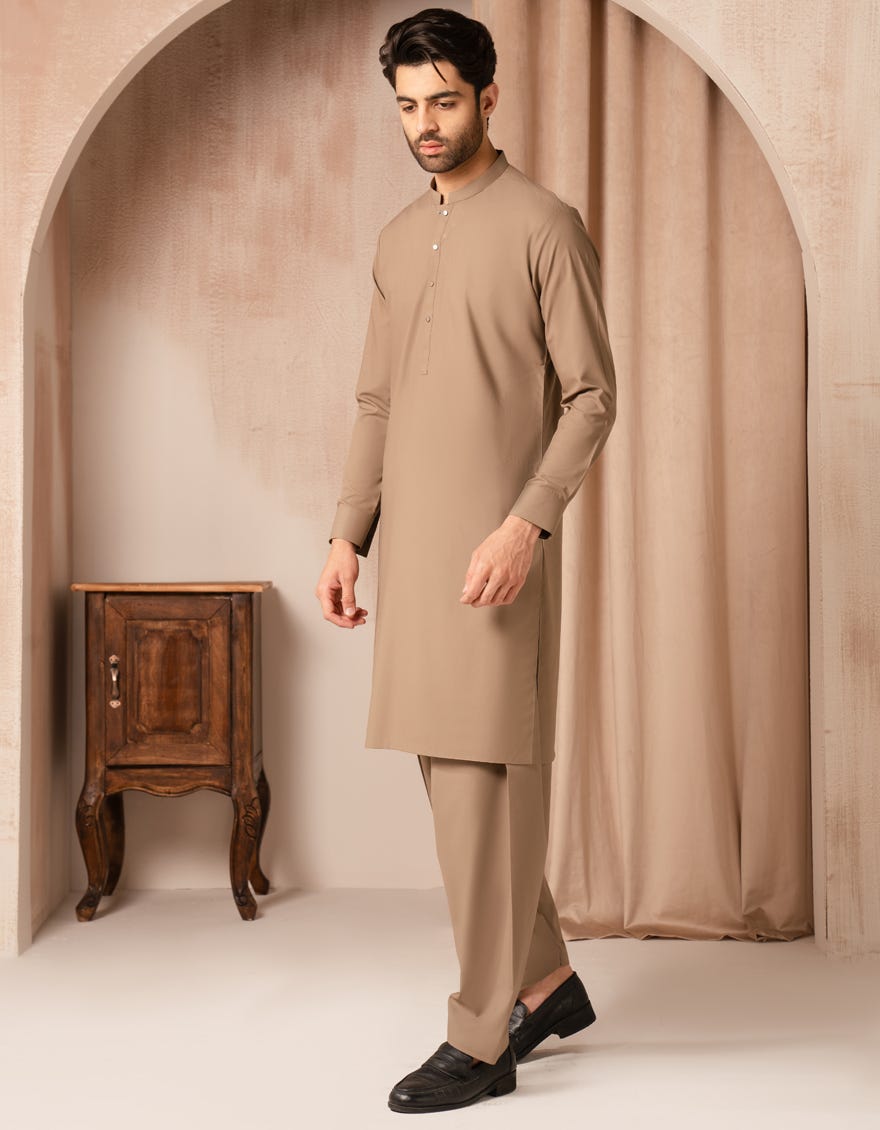 BROWN BLENDED CASUAL KAMEEZ SHALWAR