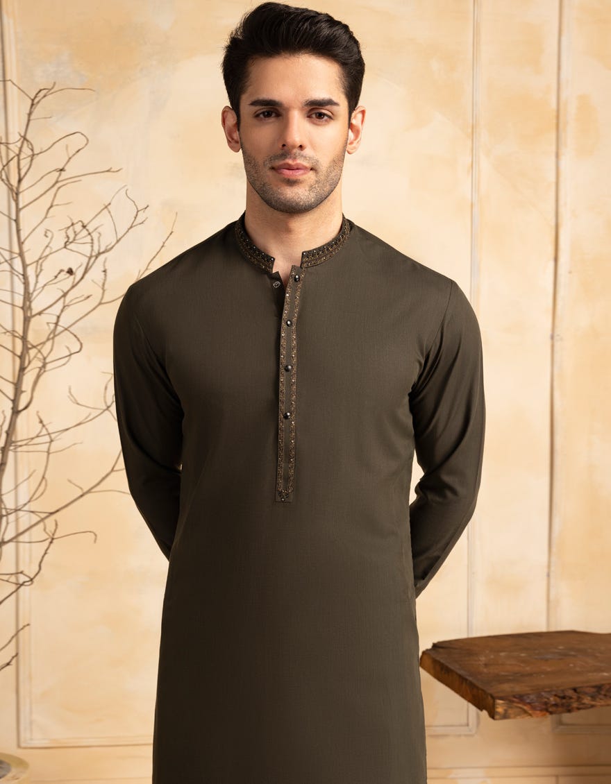 DARK GREEN BLENDED FORMAL KAMEEZ SHALWAR
